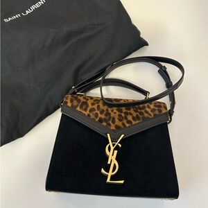 Saint Laurent Black and Leopard Shoulder Bag